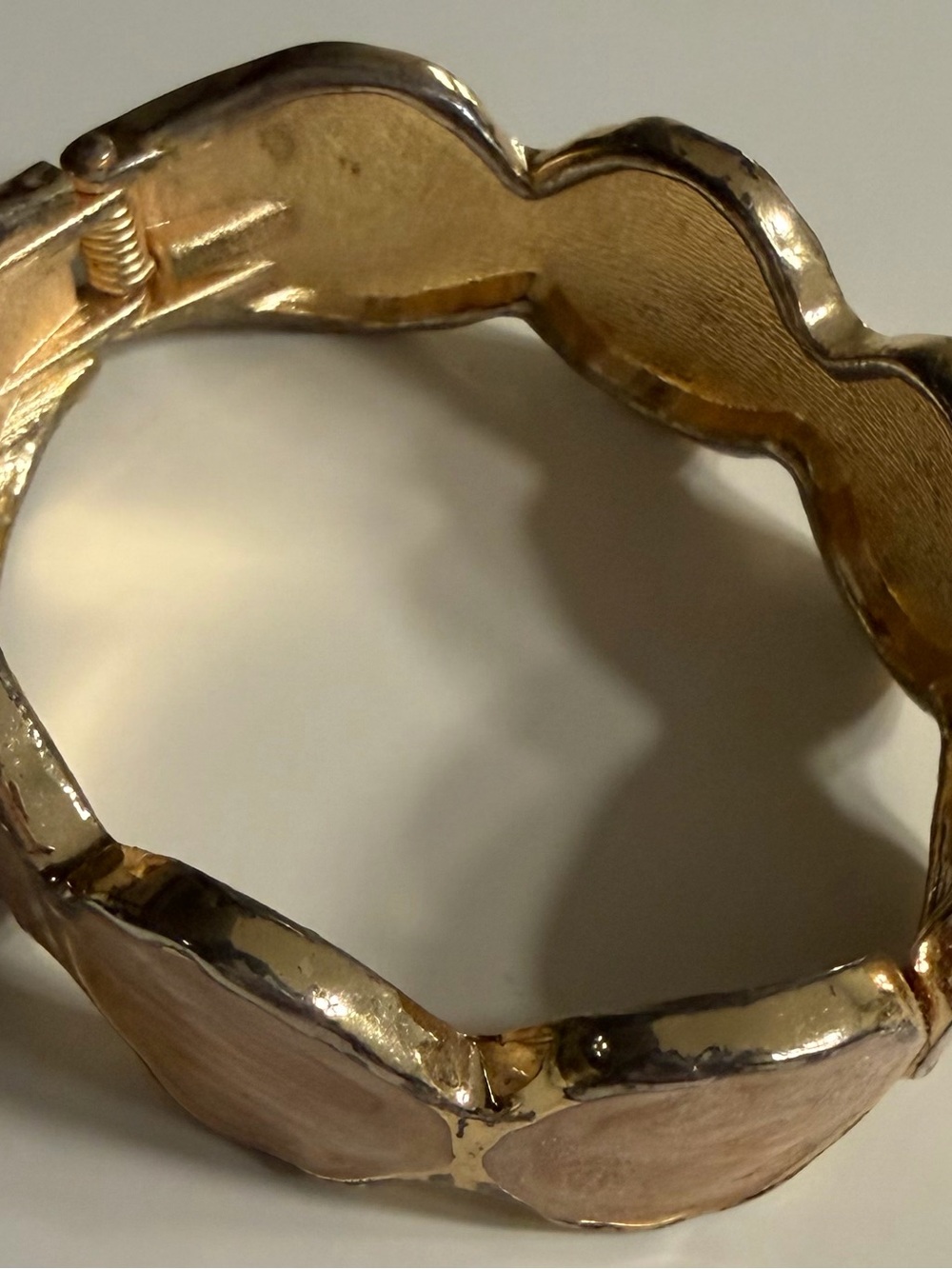 Gold and Tan Hinged Bracelet